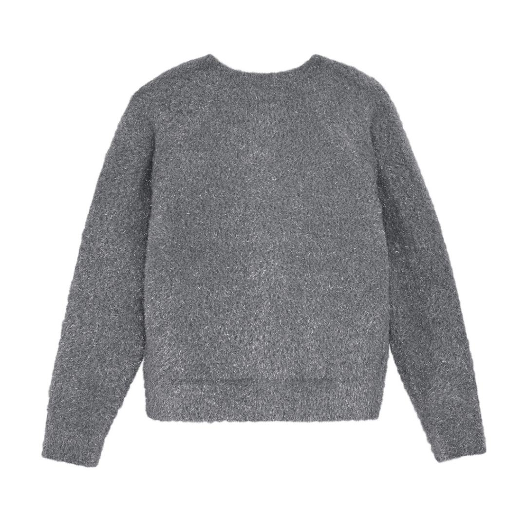 Creamie Knit Glitter Cardigan - Iron Gate