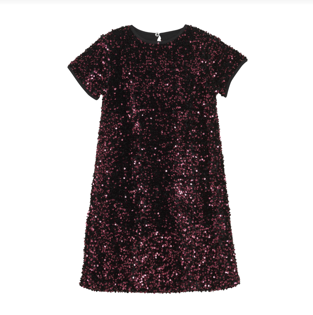 Creame Velour Sequins Dress - Vineyard Wine