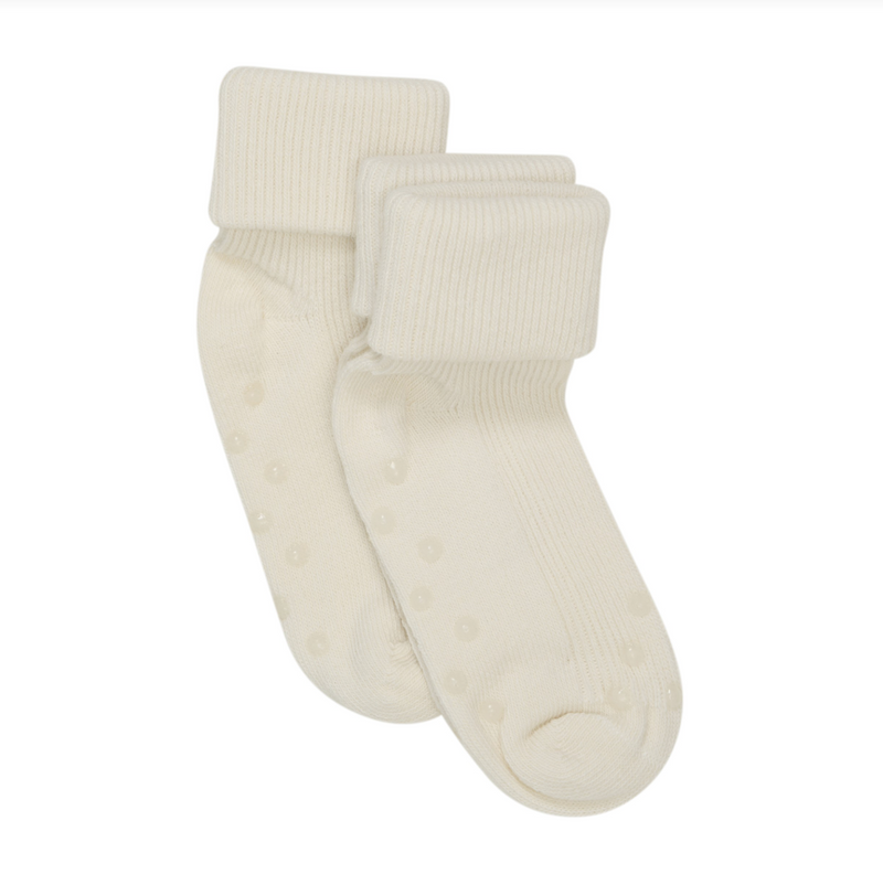 Minymo Ribbed Grippy Baby Socks 2 Pack - Off White
