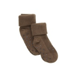 Minymo Ribbed Grippy Baby Socks 2 Pack - Cocoa Brown