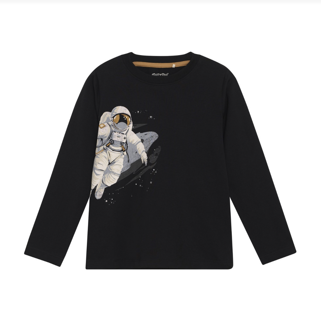 Minymo Astronaut Tee - Tap Shoe Black