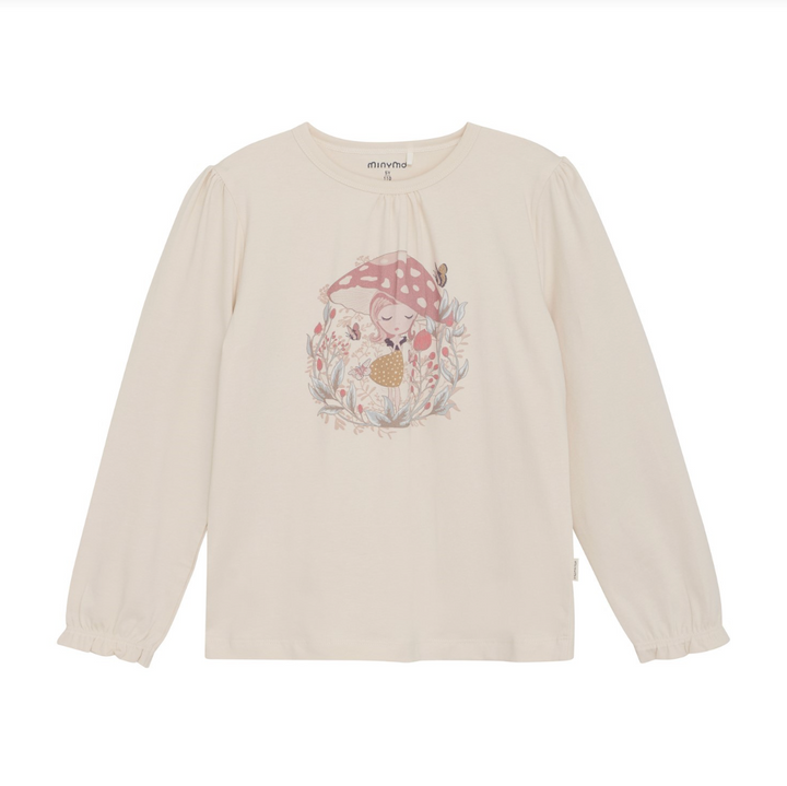 Minymo Mushroom Garden Girl Tee - Sandshell