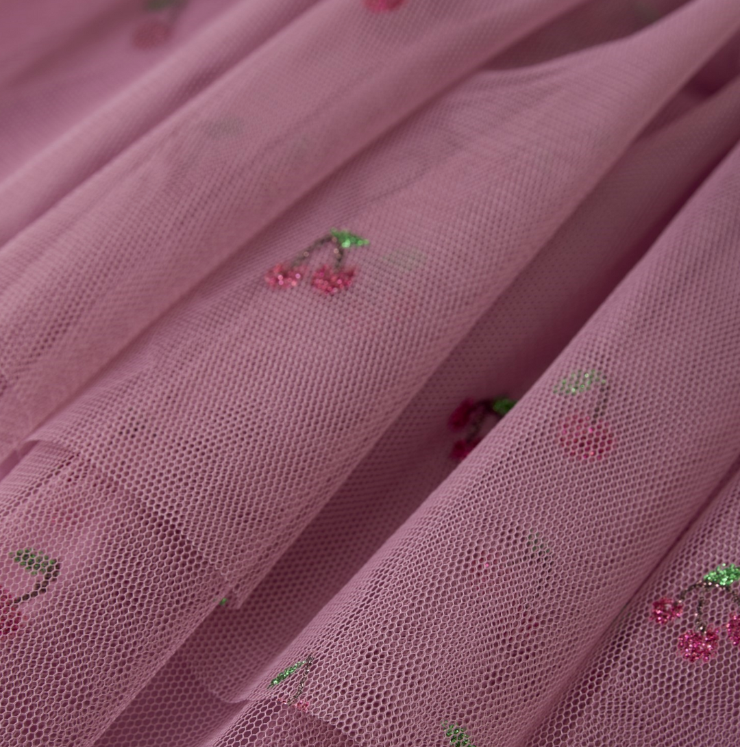 Minymo Cherry Tulle Skirt - Mauve Orchid