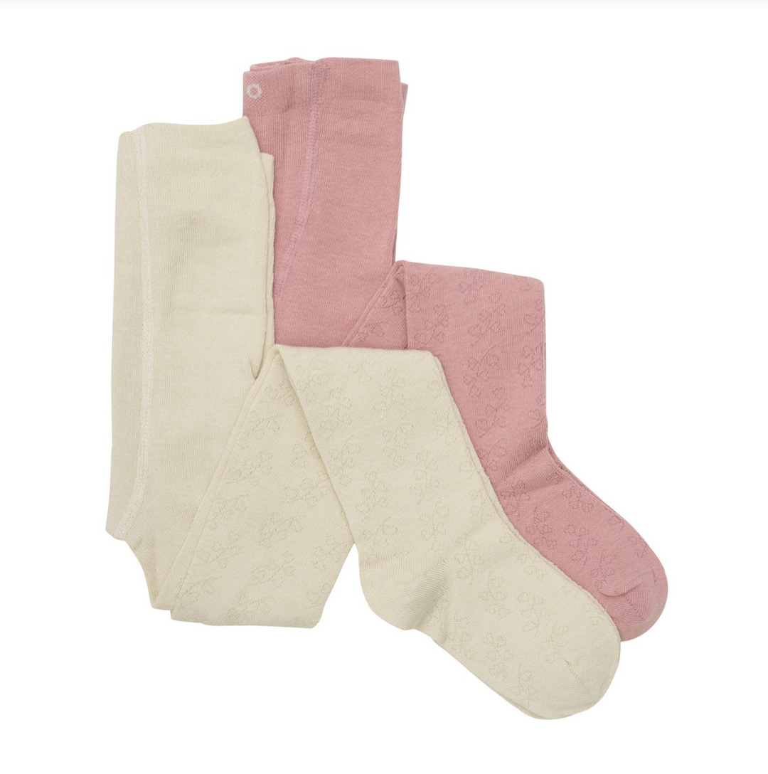 Minymo Misty Rose Ivory Tights 2 Pack