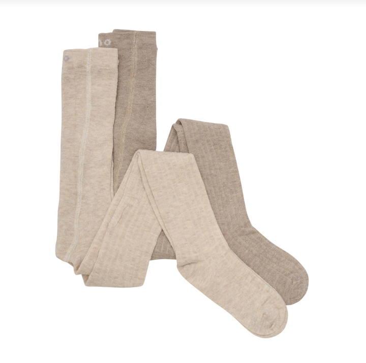 Minymo Wool Tights 2 Pack - Silver Mink