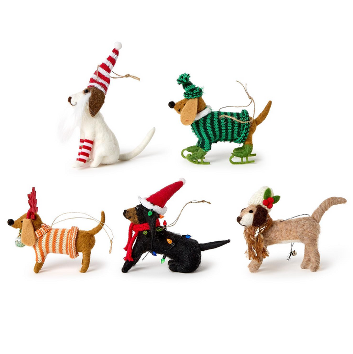 Cupcakes & Cartwheels Deck The Paws Felt Dog Ornament