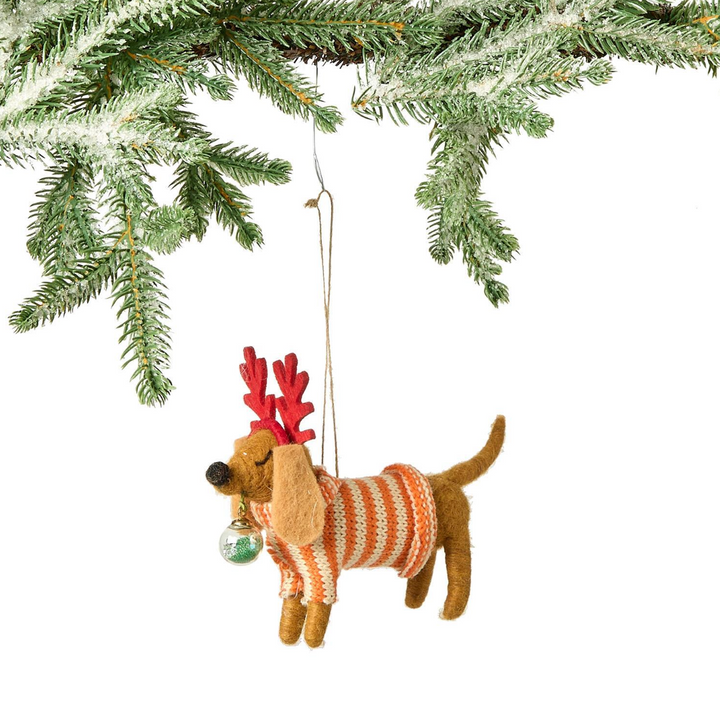 Cupcakes & Cartwheels Deck The Paws Felt Dog Ornament