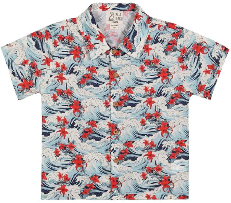 Me & Henry Maui Hawaiian Waves Woven Shirt