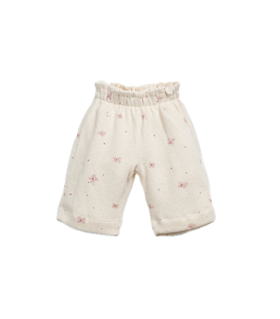 Play Up Wide Leg Floral Sweatpants - Off White