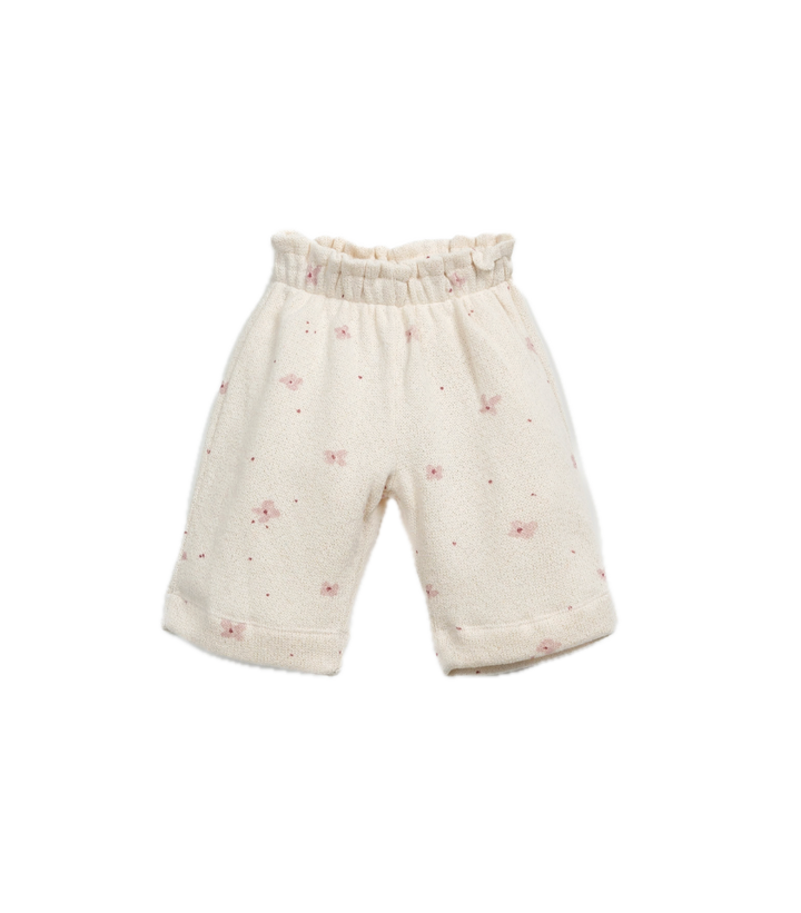 Play Up Wide Leg Floral Sweatpants - Off White