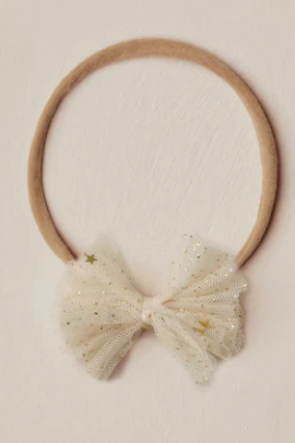 Noralee Flutter Tulle Headband - Champagne Stars