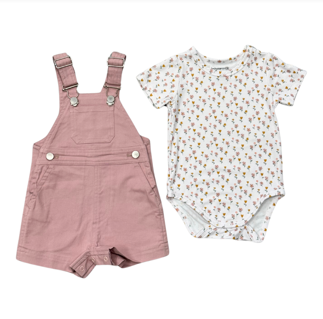 Babysprouts Overalls Set - Spring Mauve/Mini Daisy