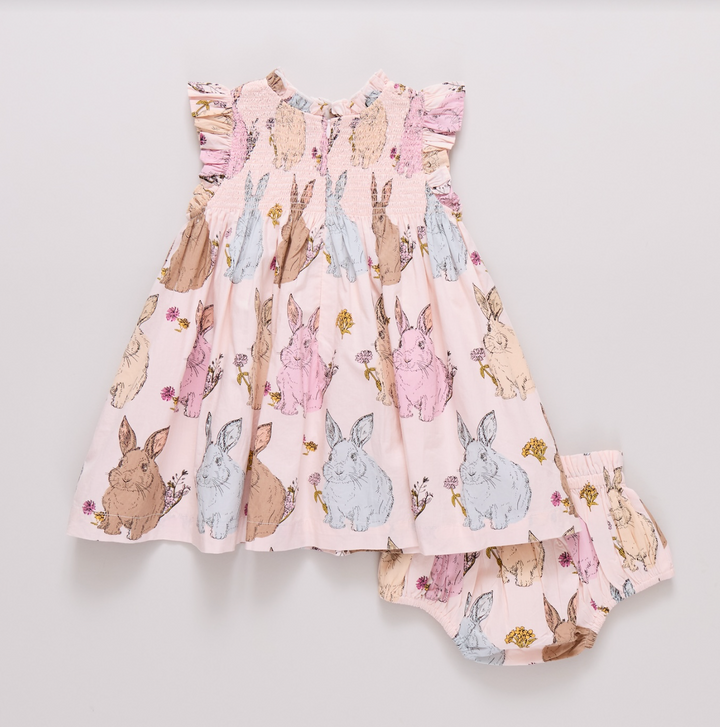 Pink Chicken Baby Girl Stevie Dress Set - Vintage Bunnies