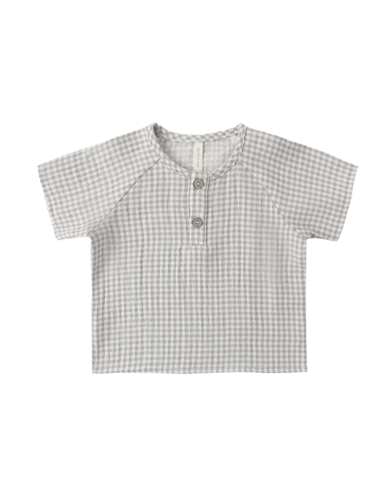 Quincy Mae Short Sleeve Zion Shirt - Sage Gingham