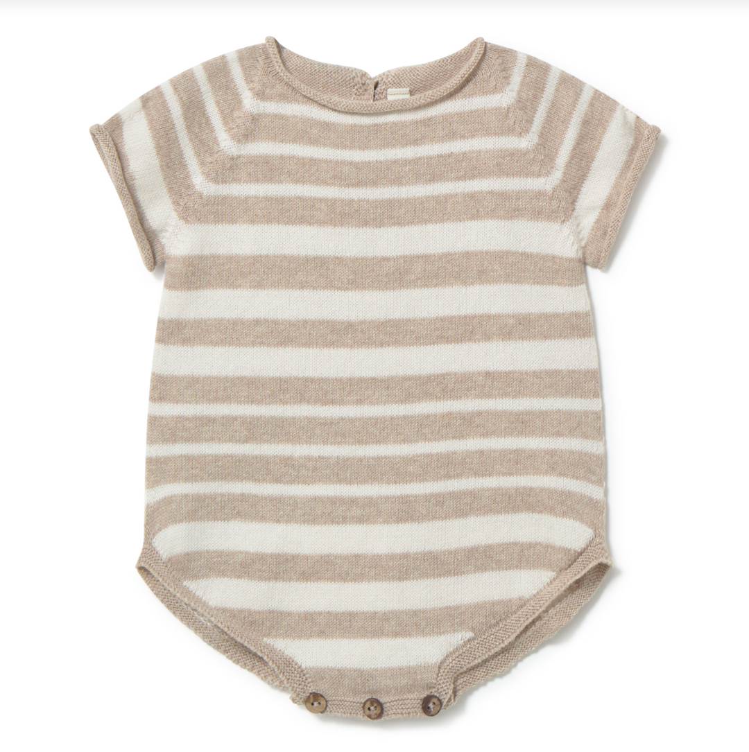 li & me Sandal Striped Knit Bodysuit - Cream Toasted