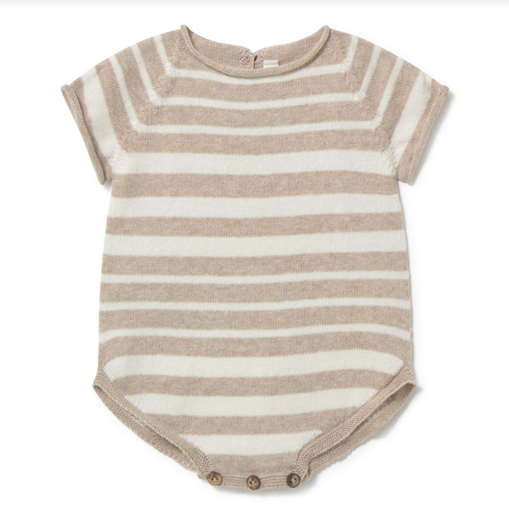 li & me Sandal Striped Knit Bodysuit - Cream Toasted
