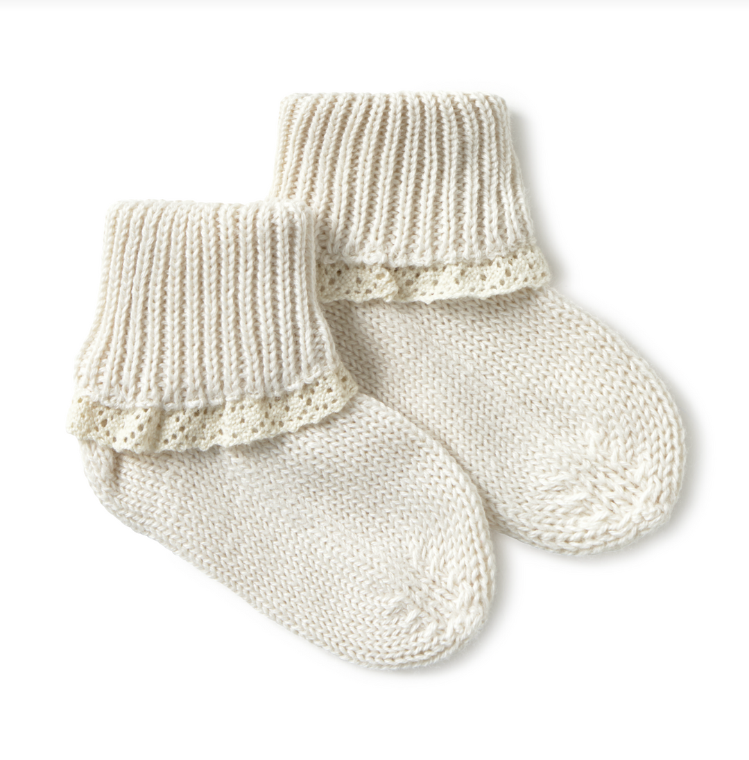 li & me Fleur USA Knit Socks - Cream