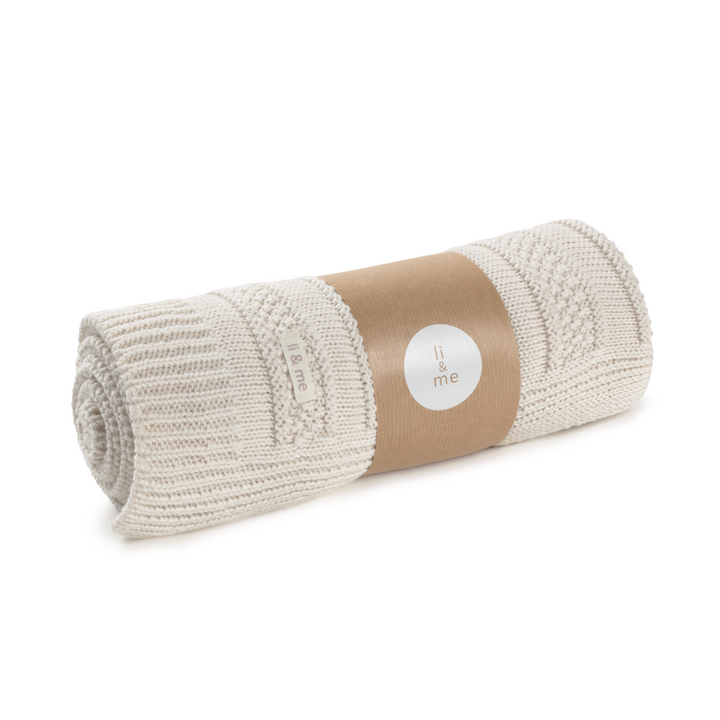 li & me Cozy Constrasting Stripe Blanket - Cream