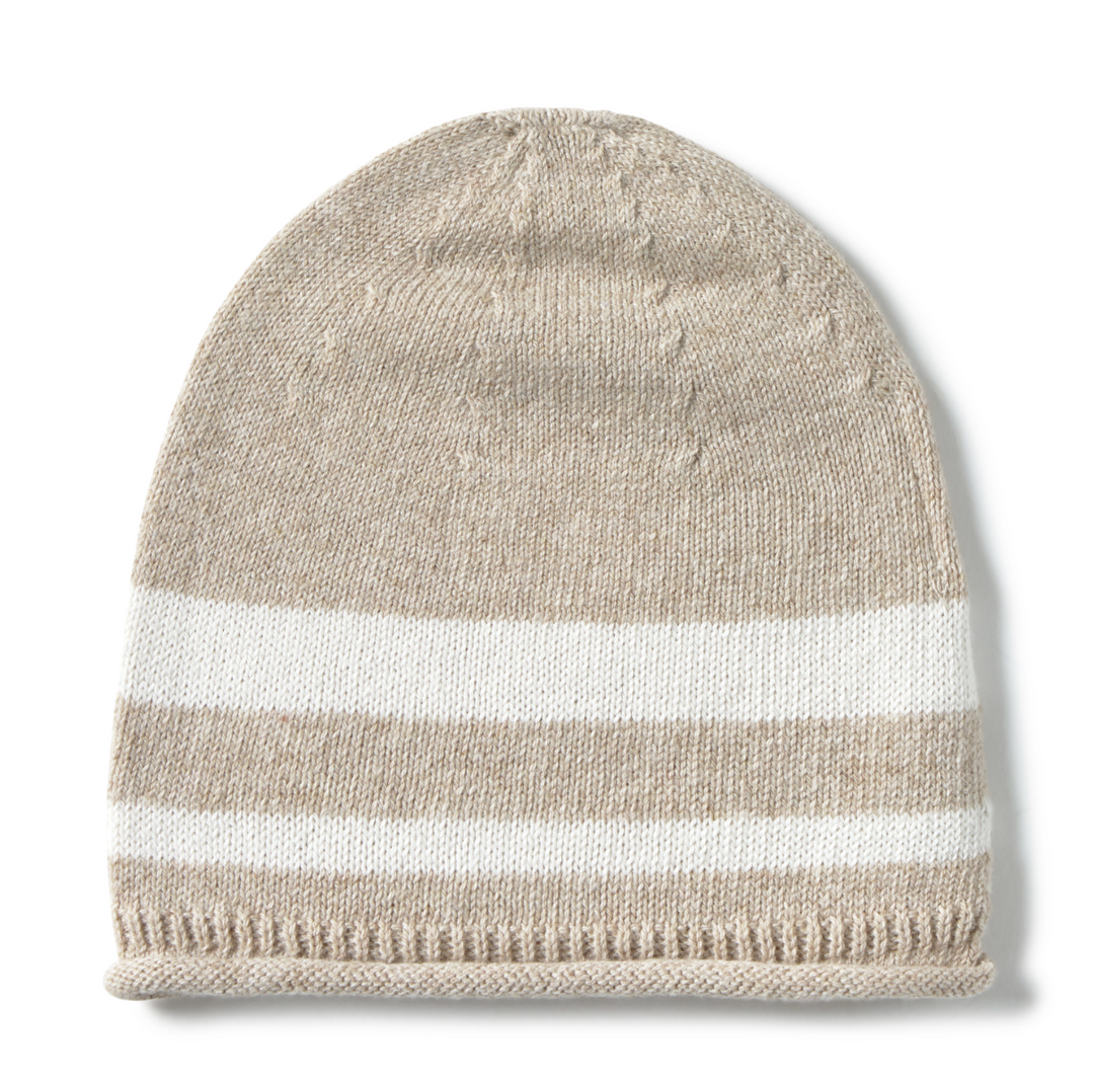 li & me Darcy Striped Knit Hat - Cream Toasted