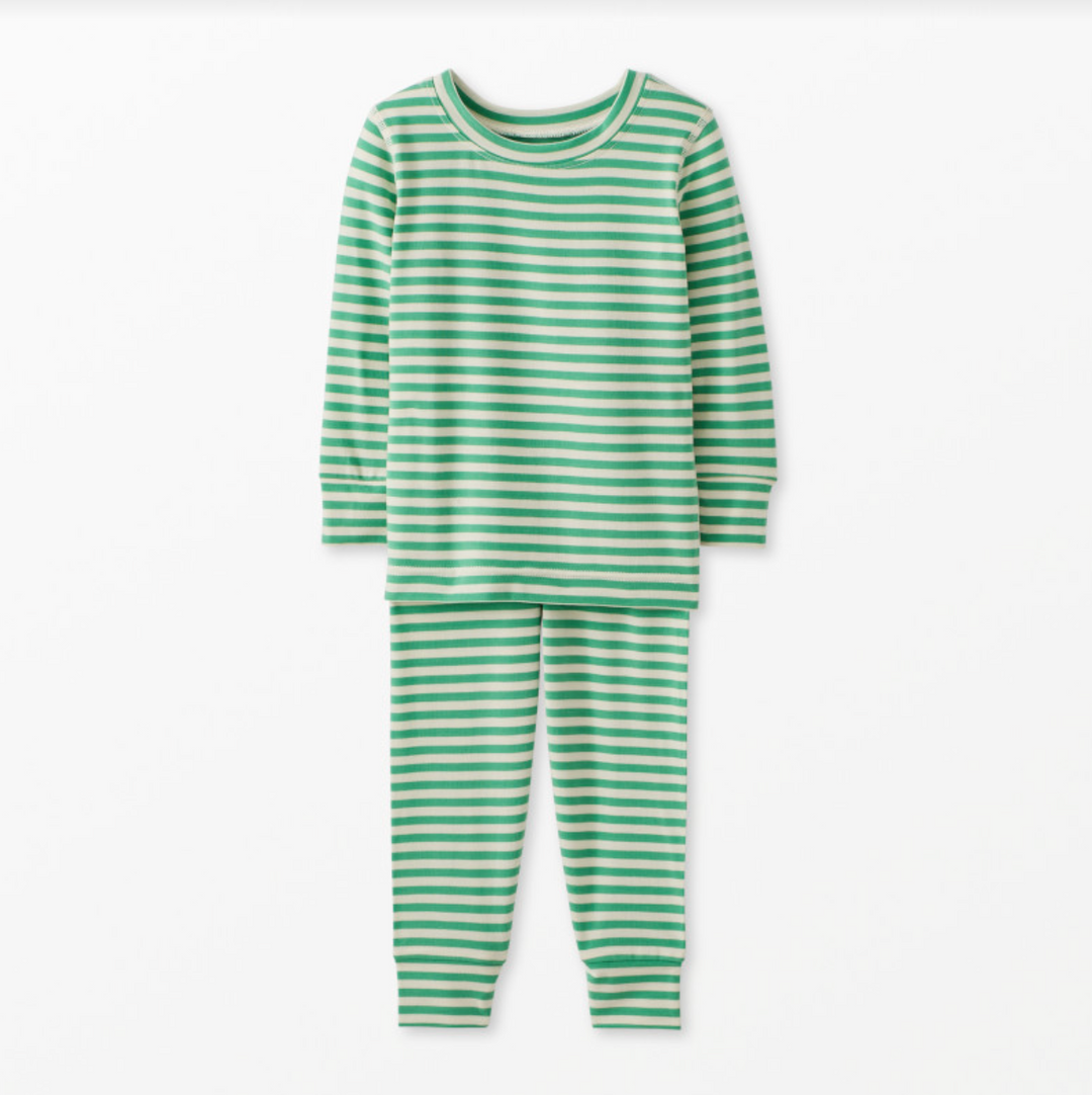 Hanna Andersson HannaSoft Print Long Johns - Green Spruce