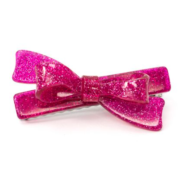 Lilies & Roses Bow Knot Hair Clip - Glitter Pink