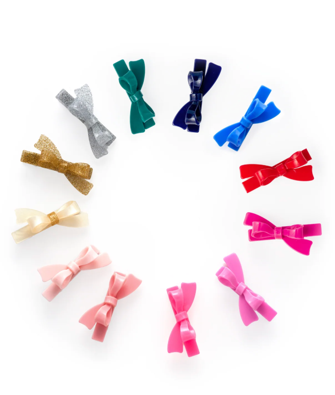 Lilies & Roses Bow Knot Hair Clip - Glitter Pink