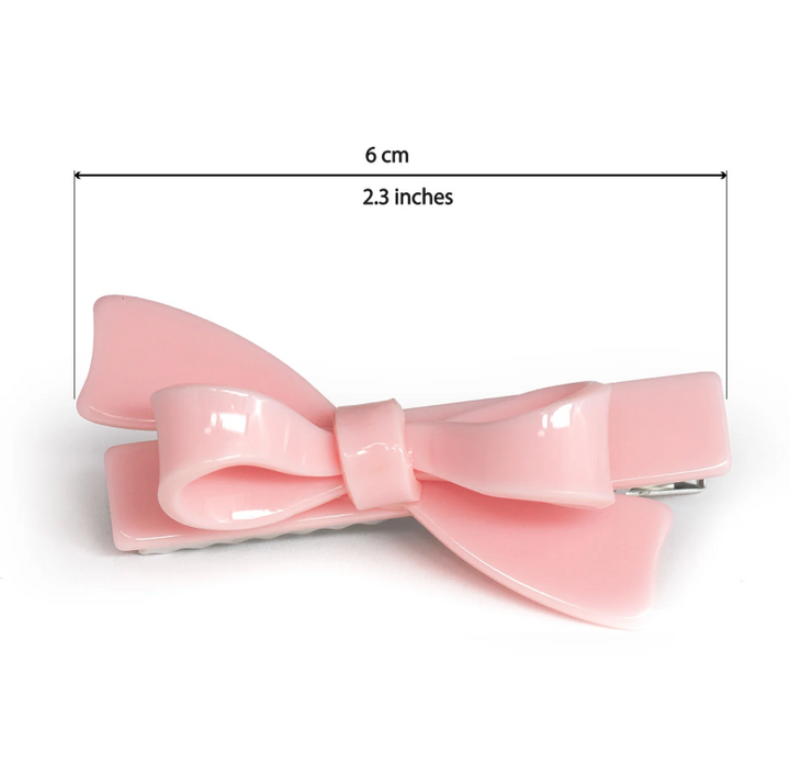 Lilies & Roses Bow Knot Hair Clip - Glitter Pink