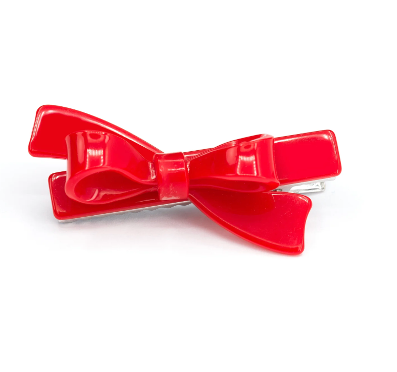 Lilies & Roses Bow Knot Hair Clip - Red