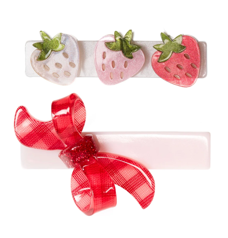 Lilies & Roses Strawberry Pink Shades & Checkered Bow Hair Clip