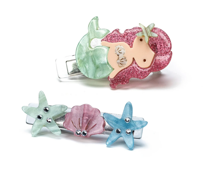 Lilies & Roses Mermaid Light Green Pearlized Hair Clips