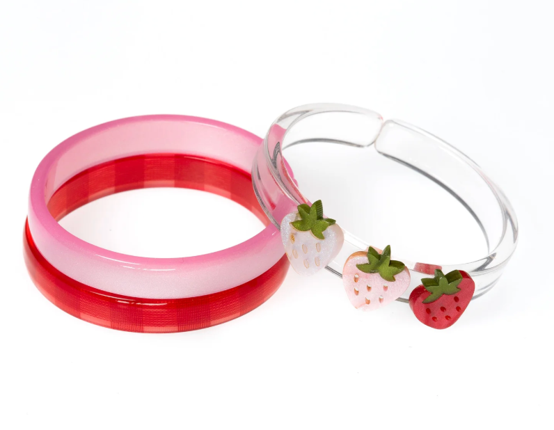 Lilies & Roses Strawberry Pink Shades Checkered Bangles