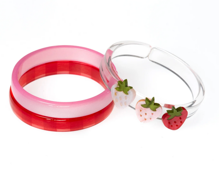 Lilies & Roses Strawberry Pink Shades Checkered Bangles
