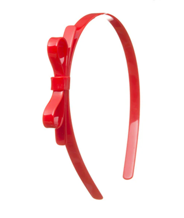 Lilies & Roses Thin Bow Headband - Red