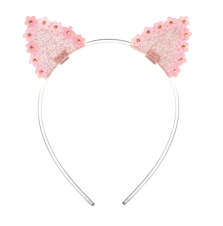 Lilies & Roses Daisy Cat Ears Glitter Headbands - Pink