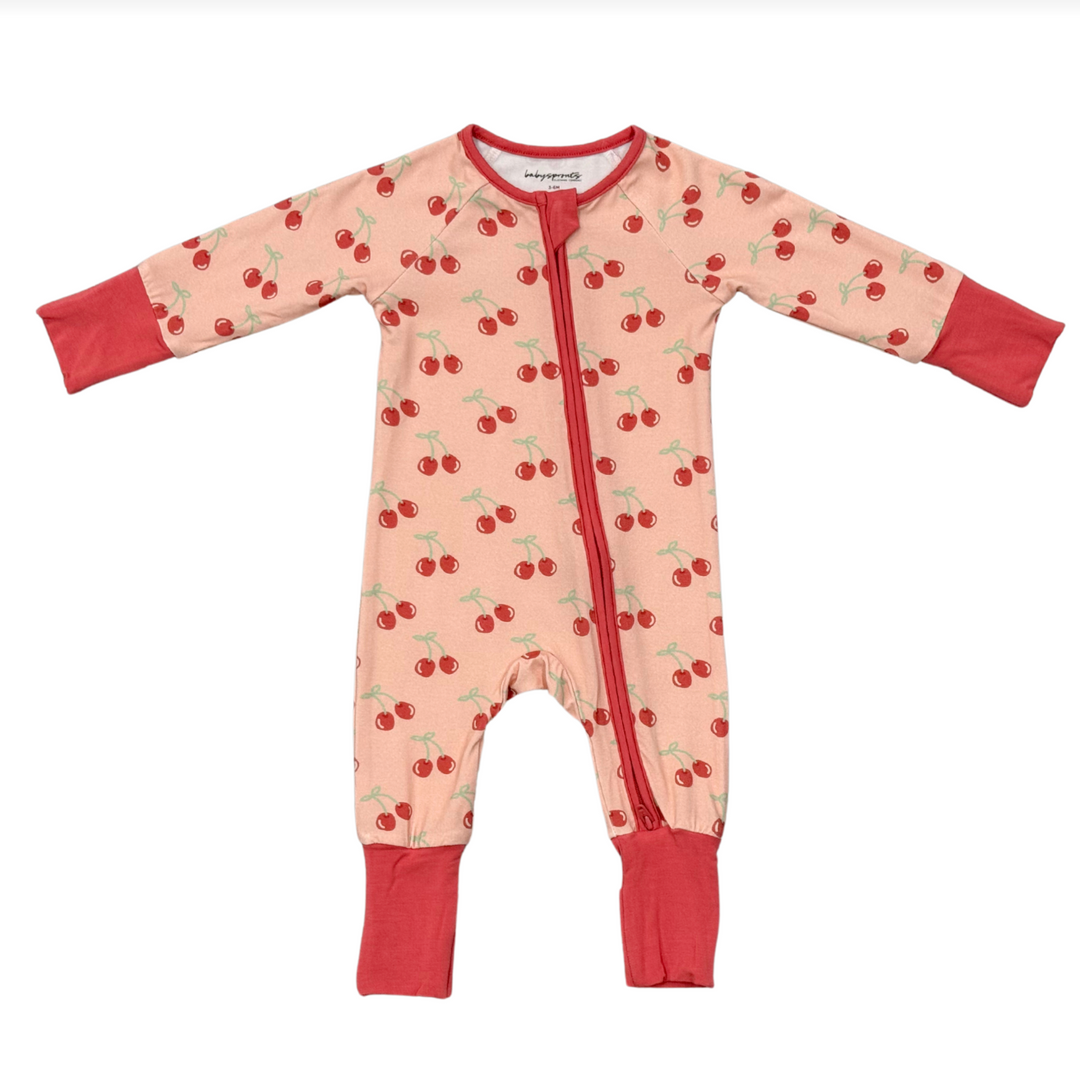 Babysprouts Long Sleeve Zip Romper - Cherries
