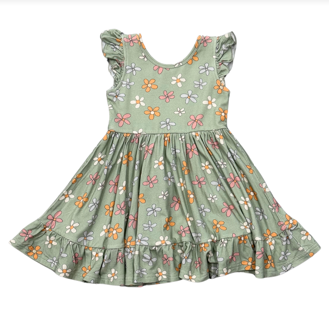 Babysprouts Sleeveless Twirl Dress - Sketched Daisy