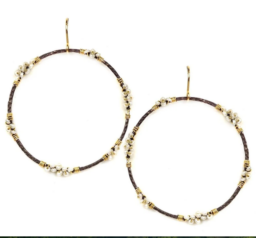 Calliope Large Pearl Wrapped Circle Earrings