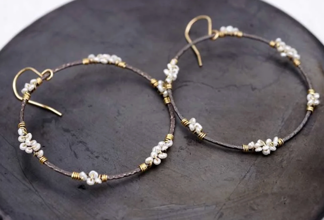 Calliope Large Pearl Wrapped Circle Earrings