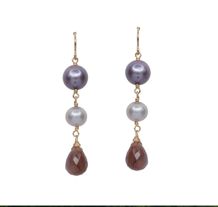 Calliope Colored Peals & Chocolate Moonstone Drop Earrings