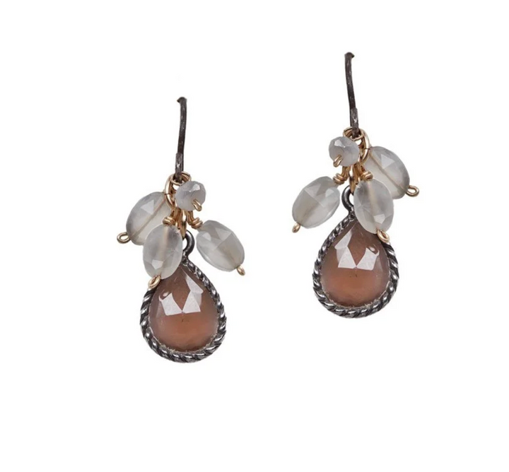 Calliope Chocolate Moonstone & Grey Moonstone Earrings