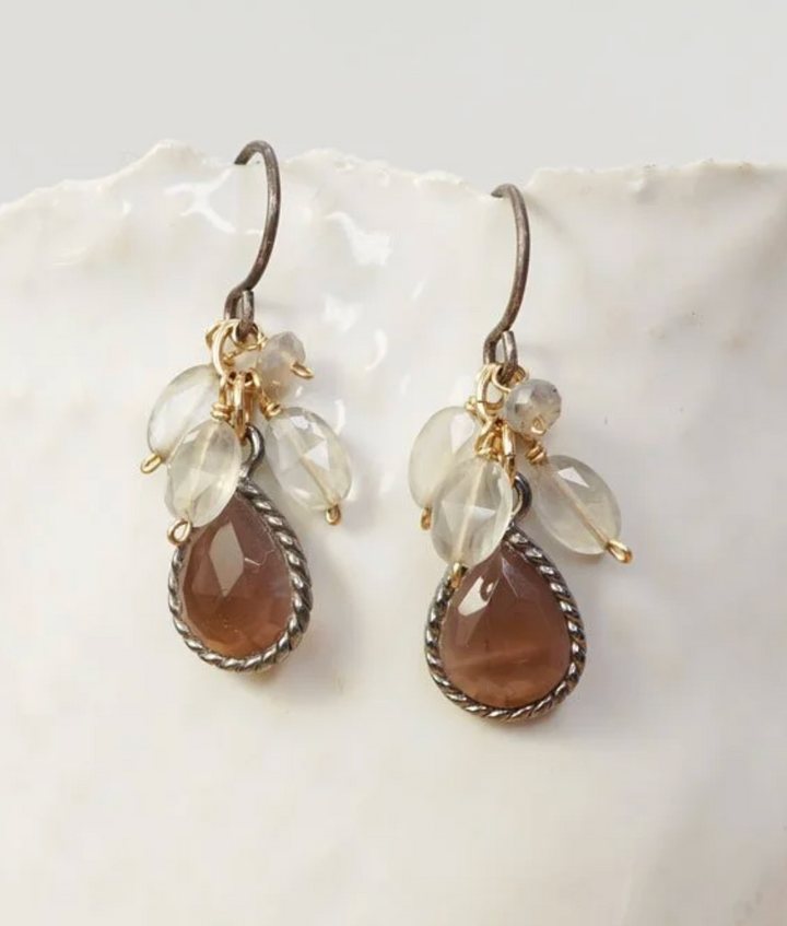 Calliope Chocolate Moonstone & Grey Moonstone Earrings