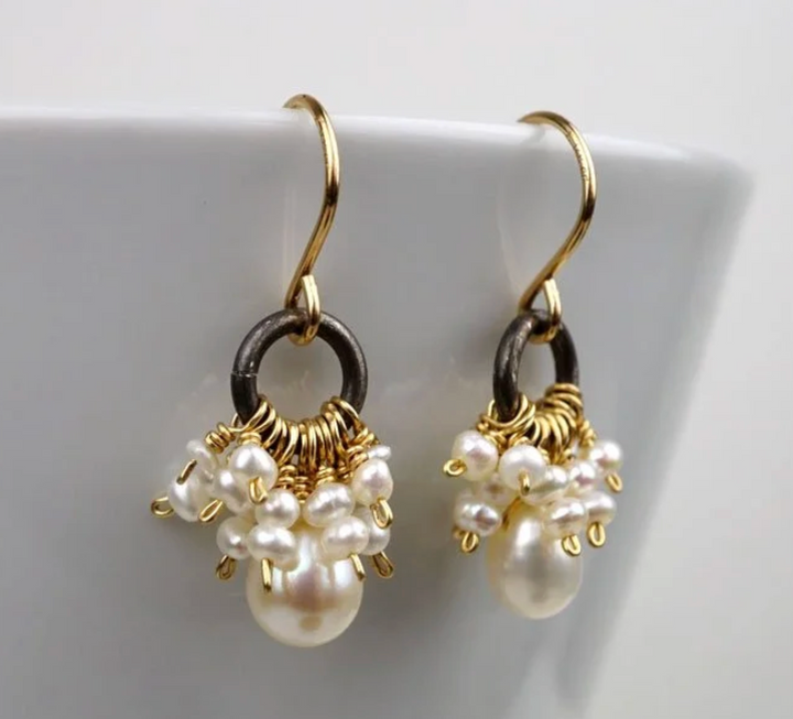 Calliope Freshwater Pearl Cluster Earrings