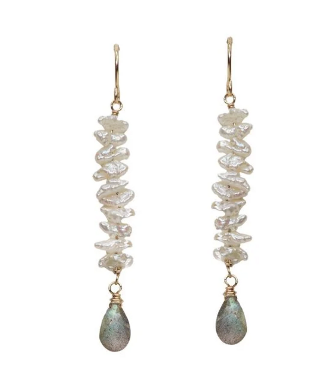 Calliope Freshwater Pearl and Labradorite Spine Earrings