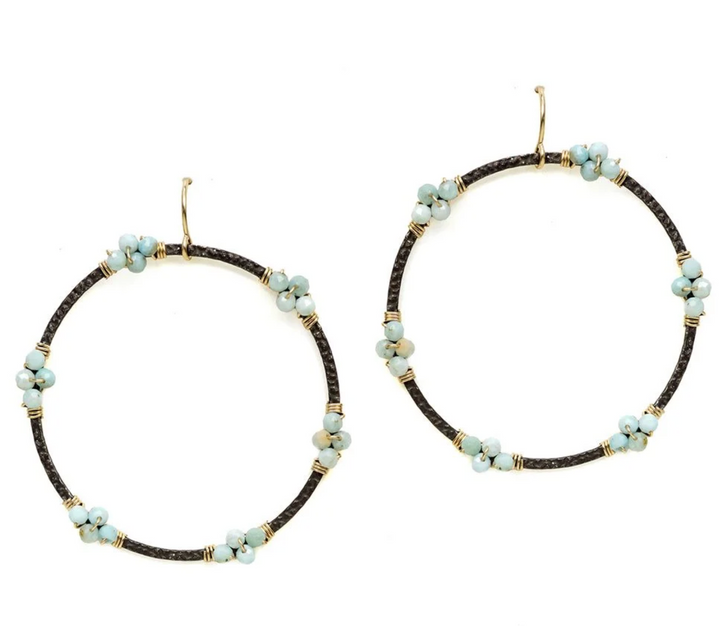 Calliope Large Larimar Wrapped Circle Earrings