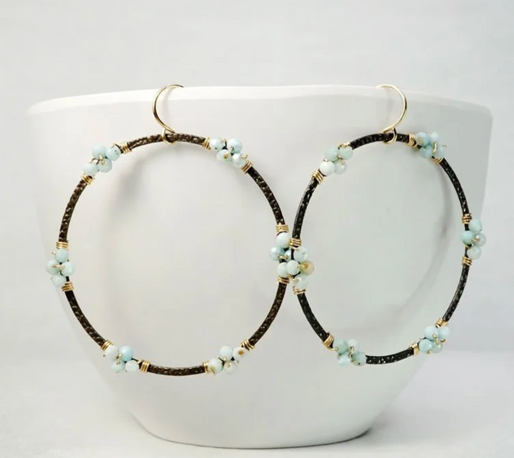 Calliope Large Larimar Wrapped Circle Earrings