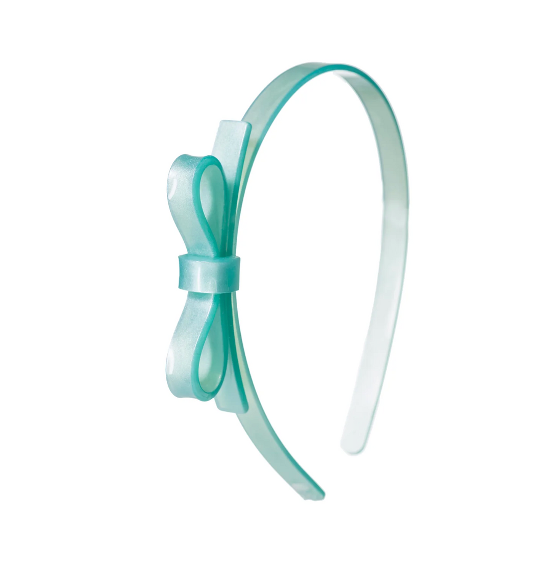 Lilies & Roses Thin Bow Headband - Mint