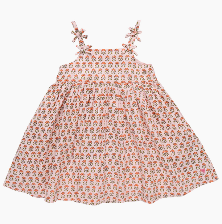 Pink Chicken Tia Dress - Pink Prairie Block Print