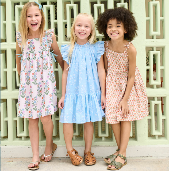 Pink Chicken Tia Dress - Pink Prairie Block Print