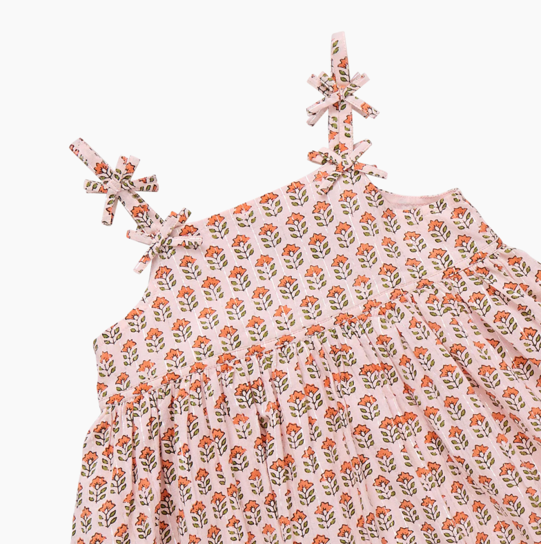 Pink Chicken Tia Dress - Pink Prairie Block Print