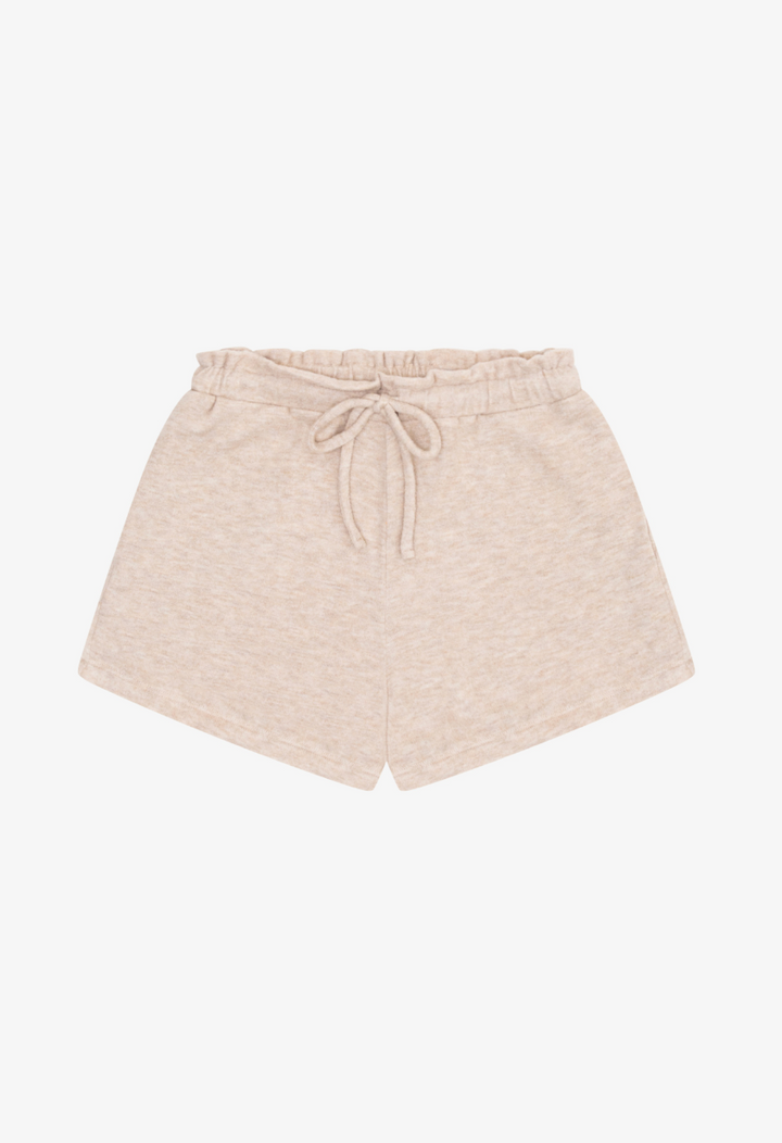 Tenly Hacci Jersey High Waist Drawstring Shorts - Latte